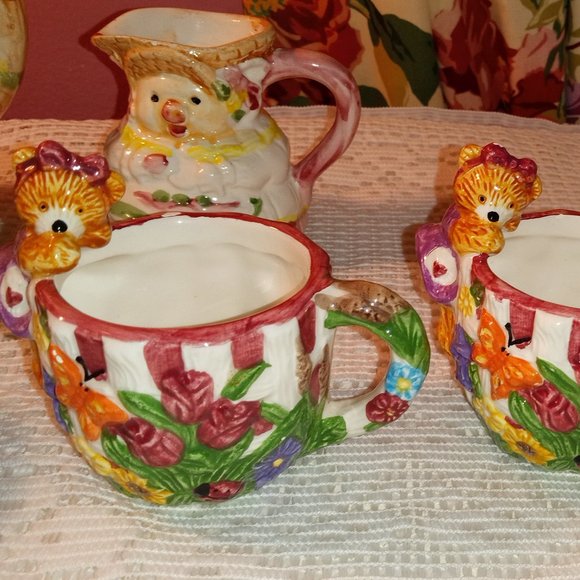 GIRLS YELLOW AND GREEN APPLE AND DUMPLINGS CERAMIC TEA SET - Picture 9 of 12